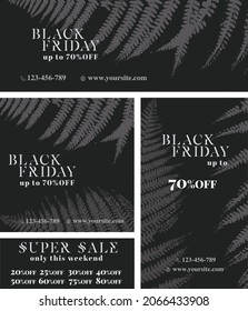Black Friday Sale. Instagram post, Facebook cover, story template. Layout design for marketing promotion. Social Media post banner. Network background. Black and white nature. Vector illustration.