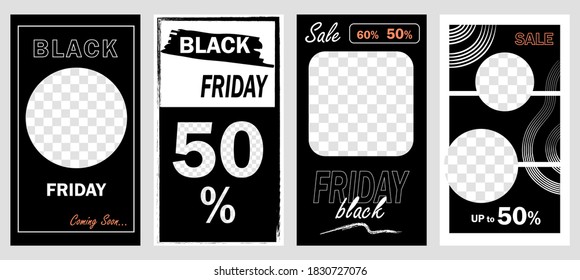 Black Friday Sale Instagram Stories Template With Transparent Background. Just Put Your Content Under Background