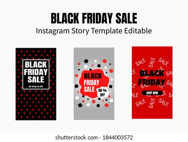 Black Friday Sale Instagram Story Template Design. Perfect for business presentation, promotion, advertising, online shop and marketing.