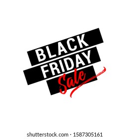 Black Friday Sale isolated on white background. Black Red Flat Style. Vector illustration.