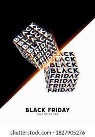 Black Friday Sale kinetic typography. Kinetix trendy Text Template. Modern poster, banner, brochure, flyer, cover. Black and white background letters. Vector illustration