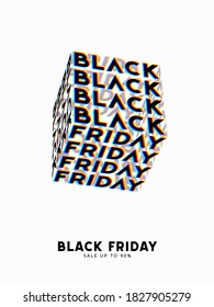 Black Friday Sale kinetic typography. Kinetix trendy Text Template. Modern poster, banner, brochure, flyer, cover. White background black letters. Vector illustration