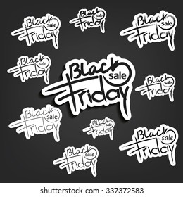 black friday sale label handmade lettering. vector set