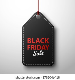 Black friday sale black label, isolated in white background. Vector illustration.
