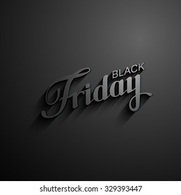 Black Friday Sale label with long shadows. Promotional banner template with lettering composition