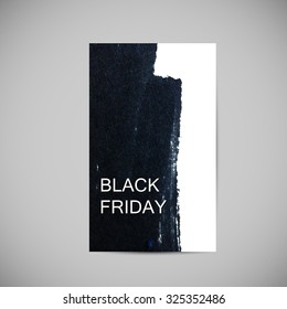 Black Friday Sale label on the ink stain. Promotional flyer template