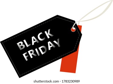 Black Friday sale, label with text and red price tag.  Vector illustration