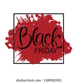 Black Friday Sale Label. Vector illustration. Hand drawn in black square. Calligraphy.