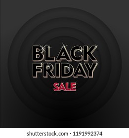Black Friday Sale label. Vector illustration. 3d letter Design elements for sale banners, posters, cards
