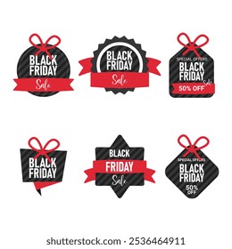  Black Friday sale labels and badges. Vector illustration