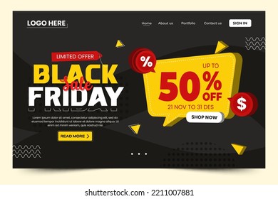 Black Friday sale landing page design template easy to customize simple and elegant design