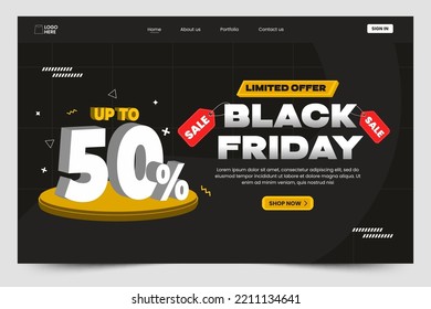 Black Friday sale landing page design template easy to customize simple and elegant design