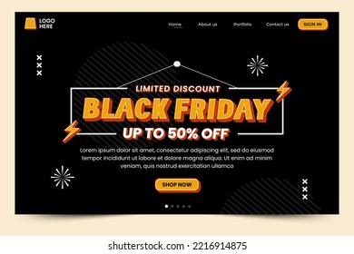 Black Friday sale landing page design template easy to customize simple and elegant design