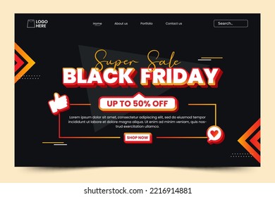 Black Friday sale landing page design template easy to customize simple and elegant design