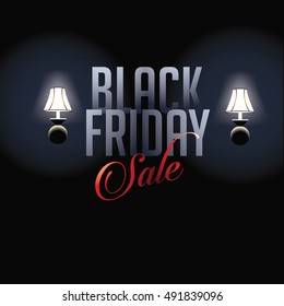 Black Friday sale layered type with dramatic lighting and copy space. EPS 10 vector.