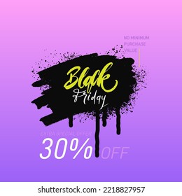 Black friday sale layout poster. Brush art, template lettering design, list, page, mockup brochure style, banner, cover, booklet, print, flyer, blank, card, ad, sign, badge. Vector illustration.