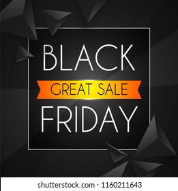 Black Friday Sale Layout Template with 3D Triangles. Vector illustration