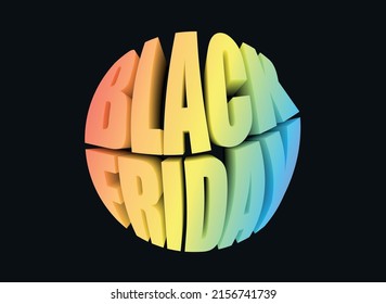 Black Friday Sale letter 3d on black background. Rainbow colors.