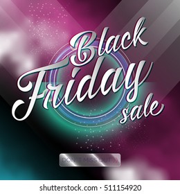 Black friday sale lettering background with shine bokeh and magic fairy dust