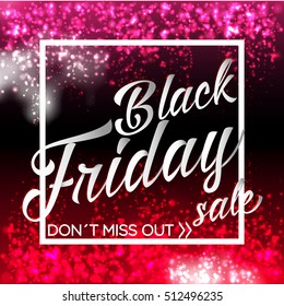 Black friday sale lettering background with shine bokeh and magic fairy dust