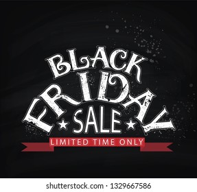 Black Friday sale lettering banner or flyer template. November shopping event advertising layout