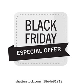 black friday sale lettering in square sticker vector illustration design