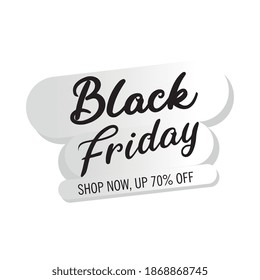 black friday sale lettering in white sticker vector illustration design