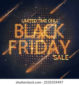 Venda de Black Friday. Banner claro com texto e fundo LED brilhante. Banner web abstrato brilhante para venda e design de publicidade. Vetor