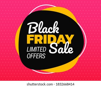 Black friday sale limited offers banner in flat design. Editable template