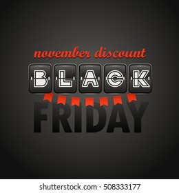 Black Friday sale logo design template. November discount