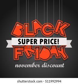 Black Friday Sale Logo Design Template. Black Friday Super Price. November Discount