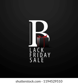 Black Friday sale. Logo with gift