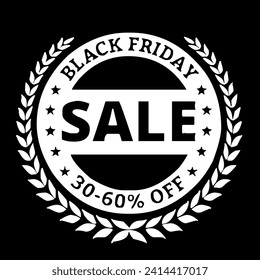 Black Friday Sale logo. Modern minimal design with black and white typography. Template for promotion, advertising, web, social and fashion ads. Vector illustration.