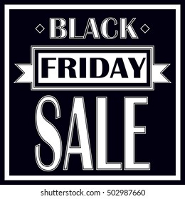 Black friday sale logo vector image icon made in dark deep blue and white colors with frame