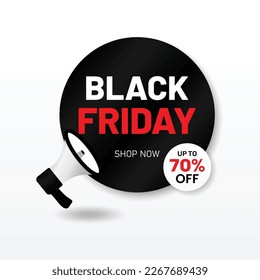 Black Friday sale with megaphone vector illustration.