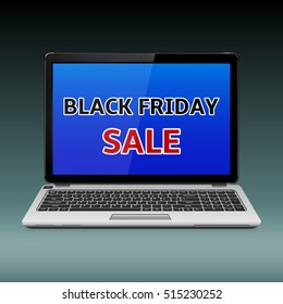 Black Friday Sale message on laptop blue screen