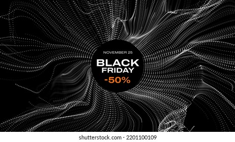 Black Friday Sale Minimal Black Banner with Smooth Flow Lines. Vector Illustration.