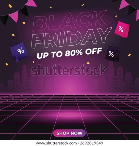 Black Friday Sale Minimal Vector Banner. Premium geometric podium display for product showcase. Dark-themed online shopping promotion template.