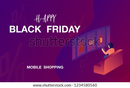 Black friday sale. Mobile phone. Mobile store concept. Vector illustration. Vector illustration