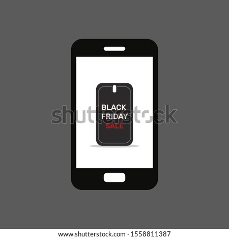 Black Friday sale mobile phone on grey background-Vector illustration