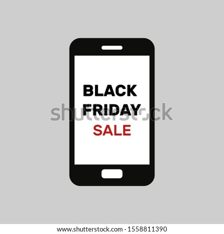 Black Friday sale mobile phone on grey background-Vector illustration