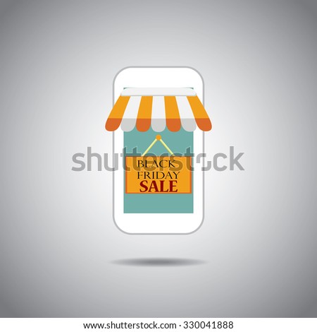 Black friday sale. Mobile phone. Mobile store concept. Vector illustration