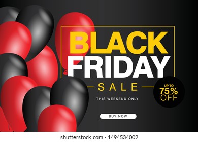 Black friday sale modern design template with balloons
