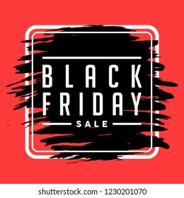 Black Friday Sale Modern Inscription Design Template  Geometry Card Brush Stroke Background