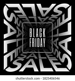 Black Friday sale modern minimalistic typographic squared banner design template for your promo campaign. Vector illustration