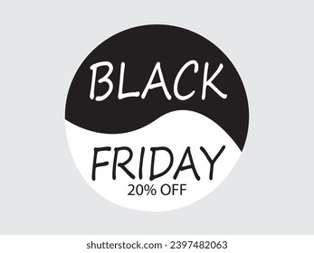 black friday sale modren design friday sale 20% off vector illustration