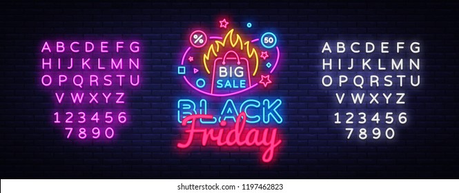 Black Friday Sale neon banner vector design template. Black Friday Big discounts neon logo, light banner design element colorful modern design trend, bright sign. Vector. Editing text neon sign Black Friday Sale neon banner vector design template. Black Friday Big discounts neon logo, light banner design element colorful modern design trend, bright sign. Vector. Editing text neon sign