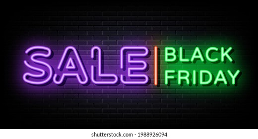 Black friday sale neon sign vector. neon symbol