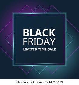 black friday sale neon vector banners. illustration.