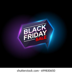black friday sale neon vector banners. illustration.